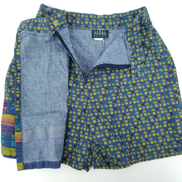 Vtg 90s Genre Sport Chambray Tulips Jean Skort 10P - Picture 3 of 8